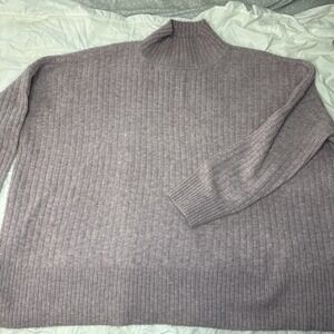 💜 LOFT Lavender Ribbed Turtleneck Sweater | Cozy Minimalist Chic XL
